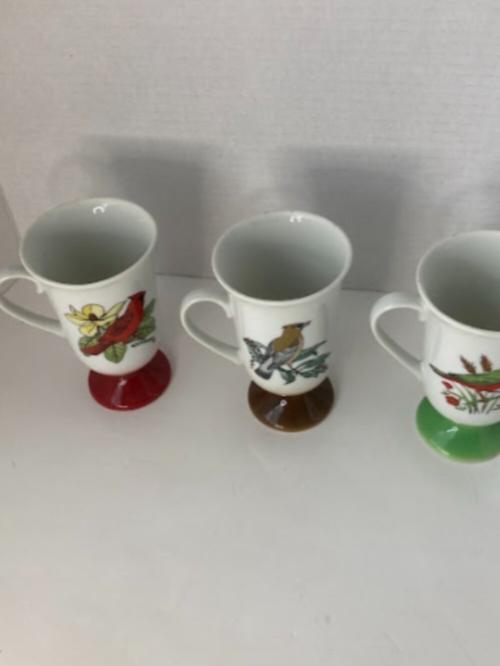 Vintage Fred Roberts Songbird Pedestal Mugs